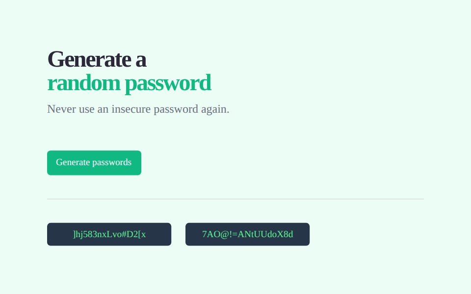 password generator showing two generated passwords